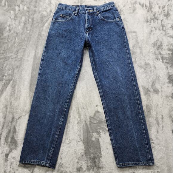 Wrangler Jeans Mens 30X30 Blue Dark Wash Relaxed Fit Straight Leg Stretch Denim - Picture 1 of 12